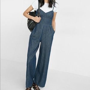 🆕Express High-Rise Denim Wide-Leg Jumpsuit